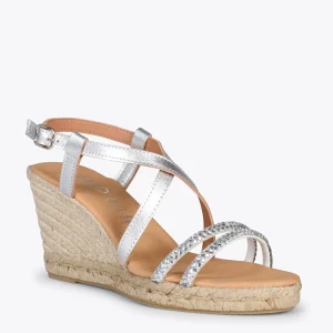 MiMaO ShopOnline MORAIRA – Espadrilles à Talon Compensé ARGENTÉ 14