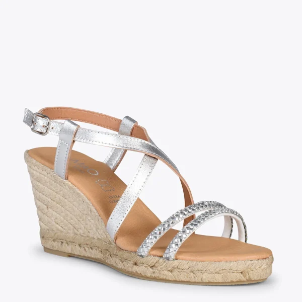 MiMaO ShopOnline MORAIRA – Espadrilles à Talon Compensé ARGENTÉ 5