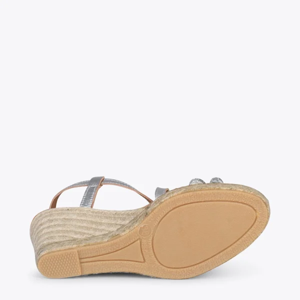 MiMaO ShopOnline MORAIRA – Espadrilles à Talon Compensé ARGENTÉ 6