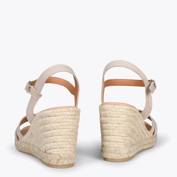 MiMaO ShopOnline HOYAMBRE – Sandales à Talon Compensé En Jute SABLE 4