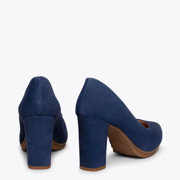 MiMaO ShopOnline URBAN – Chaussures à Talon Haut En Daim BLEU MARINE 4