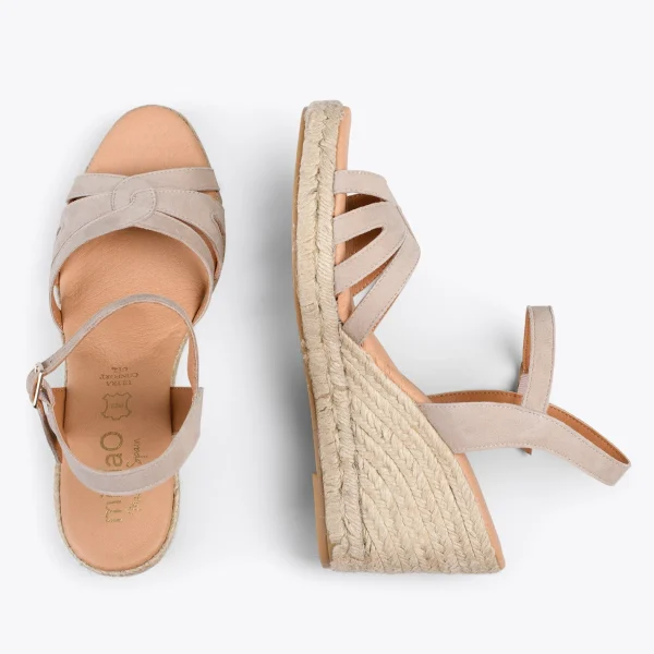 MiMaO ShopOnline HOYAMBRE – Sandales à Talon Compensé En Jute SABLE 3