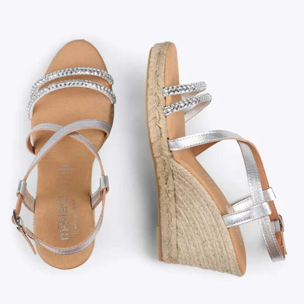 MiMaO ShopOnline MORAIRA – Espadrilles à Talon Compensé ARGENTÉ 3