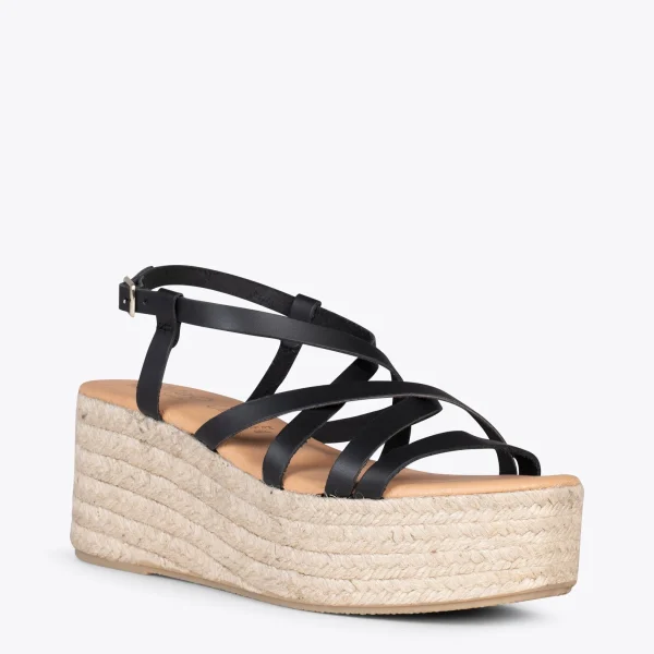 MiMaO ShopOnline ALAJAR – Sandales Compensées En Jute NOIR 5