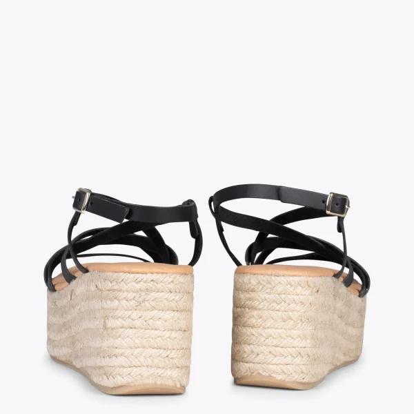MiMaO ShopOnline ALAJAR – Sandales Compensées En Jute NOIR 4