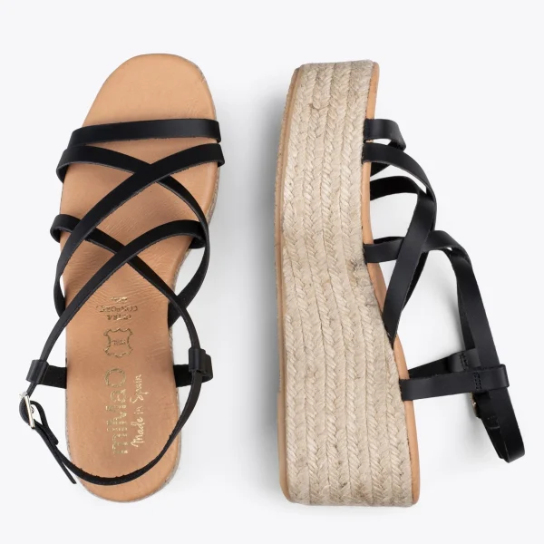 MiMaO ShopOnline ALAJAR – Sandales Compensées En Jute NOIR 3