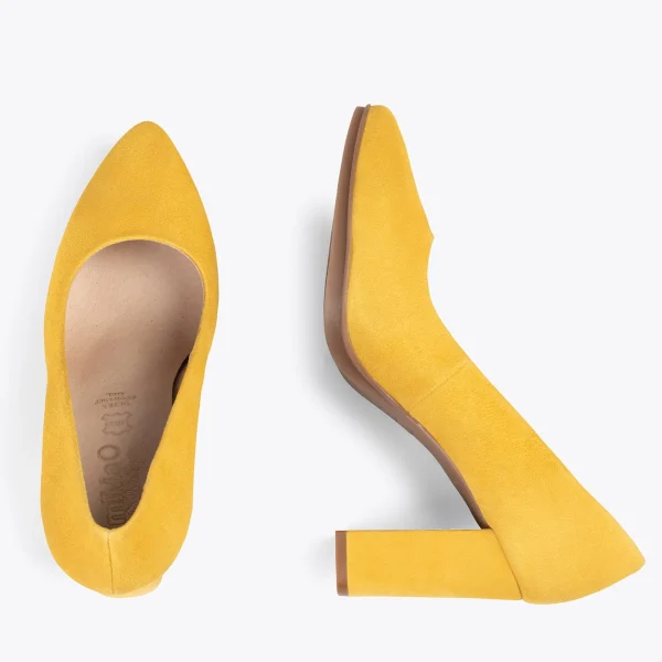 MiMaO ShopOnline URBAN – Chaussures à Talon Haut En Daim JAUNE 3