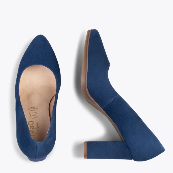 MiMaO ShopOnline URBAN – Chaussures à Talon Haut En Daim BLEU MARINE 3