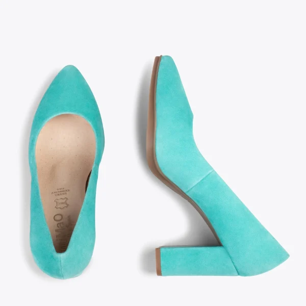 MiMaO ShopOnline URBAN – Chaussures à Talon Haut En Daim TURQUOISE 3