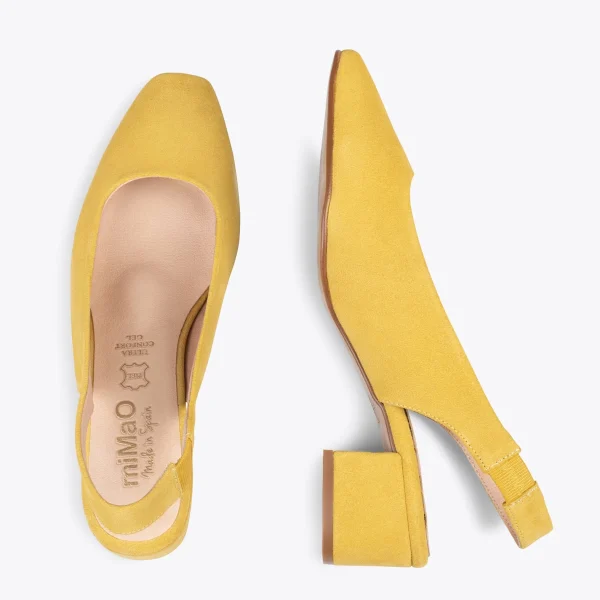 MiMaO ShopOnline URBAN LADY – Escarpins à Talon Moyen à Bride Arrière JAUNE 3