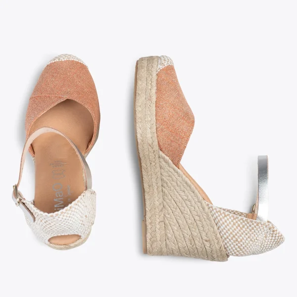 MiMaO ShopOnline CONIL – Espadrilles à Talon Haut En Lin ORANGE 3