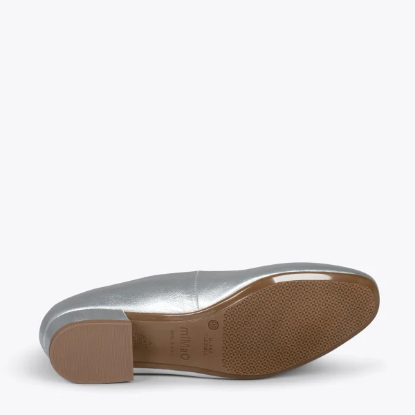 MiMaO ShopOnline URBAN XS – Chaussures à Talon Bas En Cuir ARGENTÉ 6