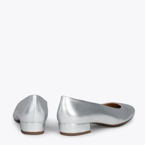 MiMaO ShopOnline URBAN XS – Chaussures à Talon Bas En Cuir ARGENTÉ 13