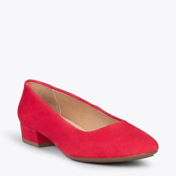 MiMaO ShopOnline URBAN XS – Chaussures à Talon Bas En Cuir Daim ROUGE 5
