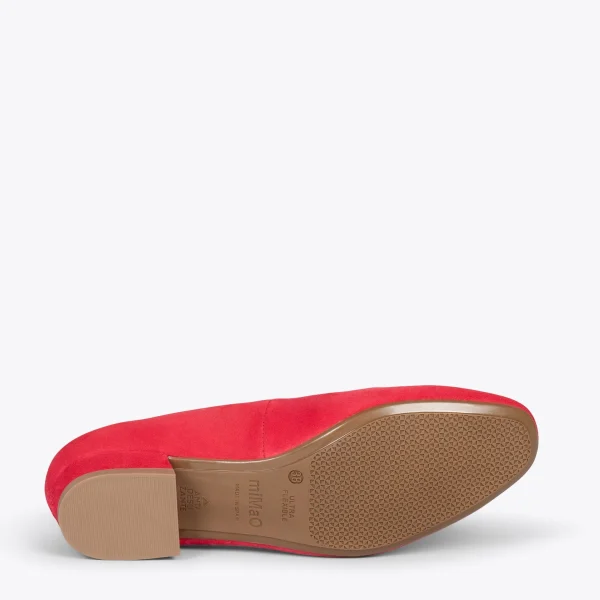MiMaO ShopOnline URBAN XS – Chaussures à Talon Bas En Cuir Daim ROUGE 6