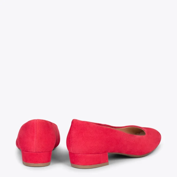 MiMaO ShopOnline URBAN XS – Chaussures à Talon Bas En Cuir Daim ROUGE 4