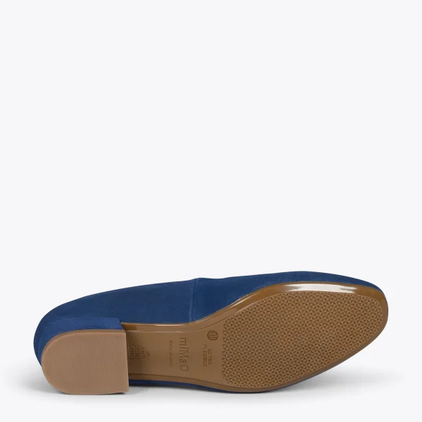 MiMaO ShopOnline URBAN XS – Chaussures à Talon Bas En Cuir Daim BLEU MARINE 6