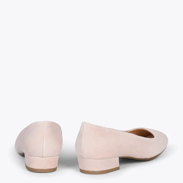 MiMaO ShopOnline URBAN XS – Chaussures à Talon Bas En Cuir Daim NUDE 4