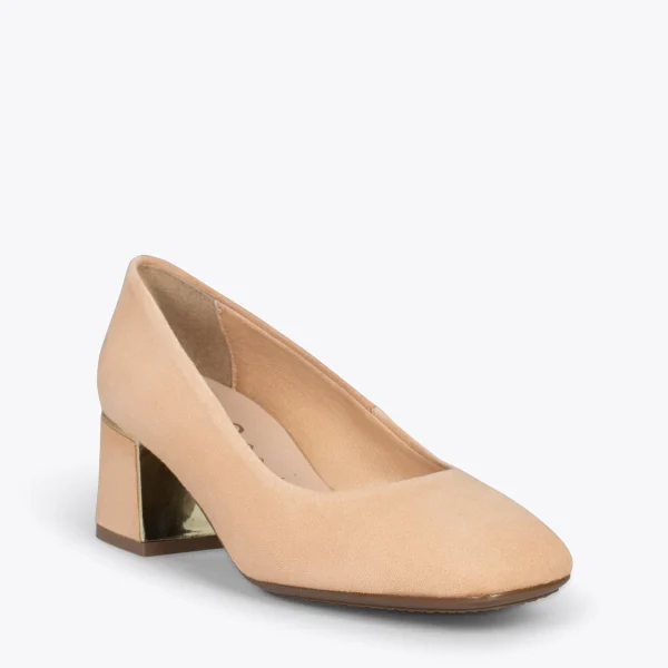 MiMaO ShopOnline FEMME – Chaussures à Talon Bas Et Bout Carré En Daim CAMEL 5