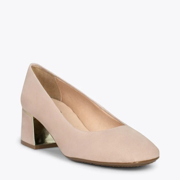 MiMaO ShopOnline FEMME – Chaussures à Talon Bas Et Bout Carré En Daim NUDE 5