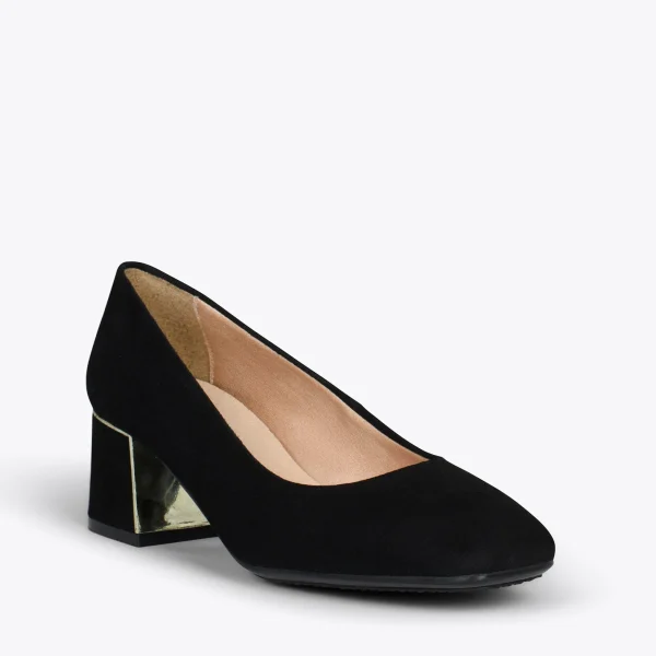 MiMaO ShopOnline FEMME – Chaussures à Talon Bas Et Bout Carré En Daim NOIR 5
