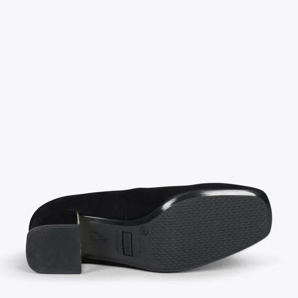 MiMaO ShopOnline FEMME – Chaussures à Talon Bas Et Bout Carré En Daim NOIR 6