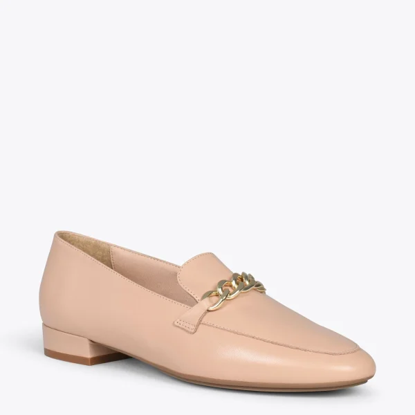 MiMaO ShopOnline CHAIN – Mocassins En Cuir Pour Femme NUDE 5