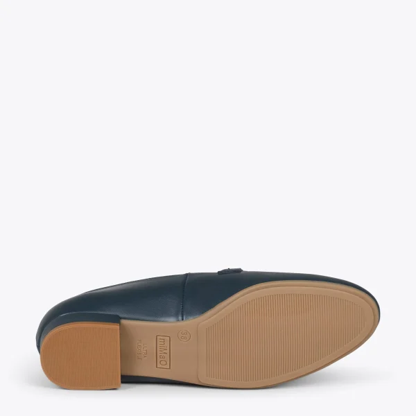 MiMaO ShopOnline CHAIN – Mocassins En Cuir Pour Femme BLEU MARINE 6