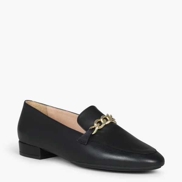 MiMaO ShopOnline CHAIN – Mocassins En Cuir Pour Femme NOIR 5