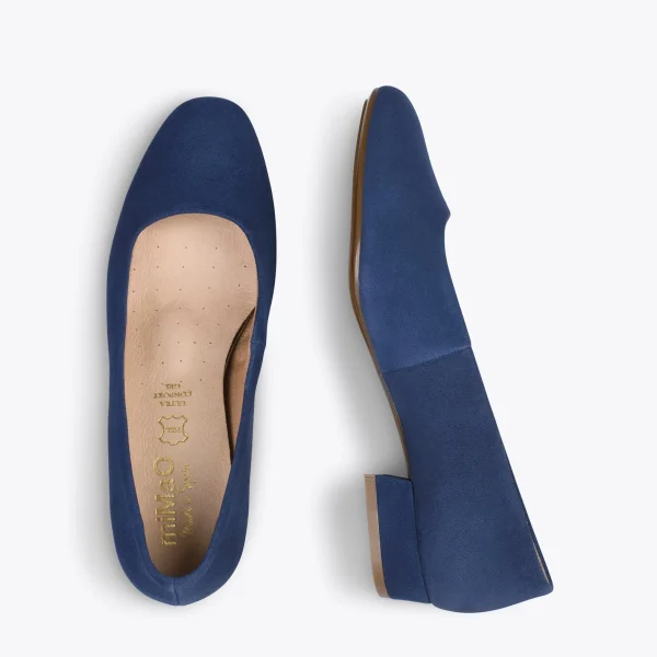 MiMaO ShopOnline URBAN XS – Chaussures à Talon Bas En Cuir Daim BLEU MARINE 3
