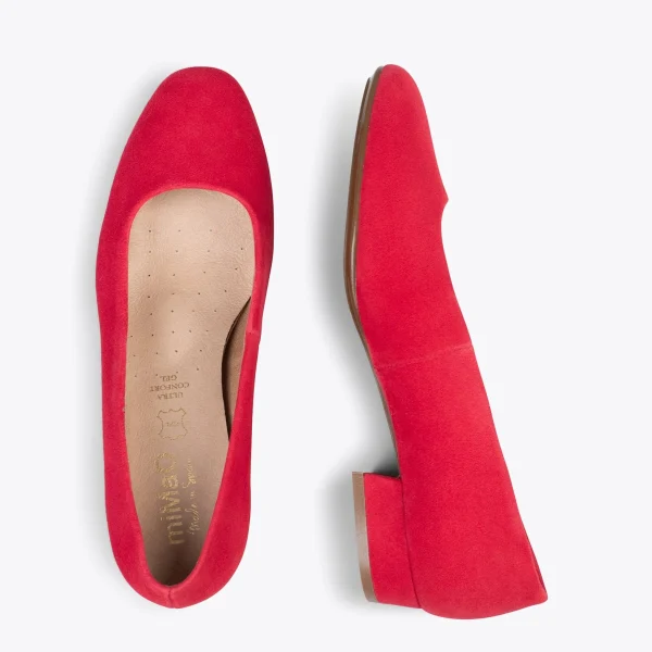 MiMaO ShopOnline URBAN XS – Chaussures à Talon Bas En Cuir Daim ROUGE 3