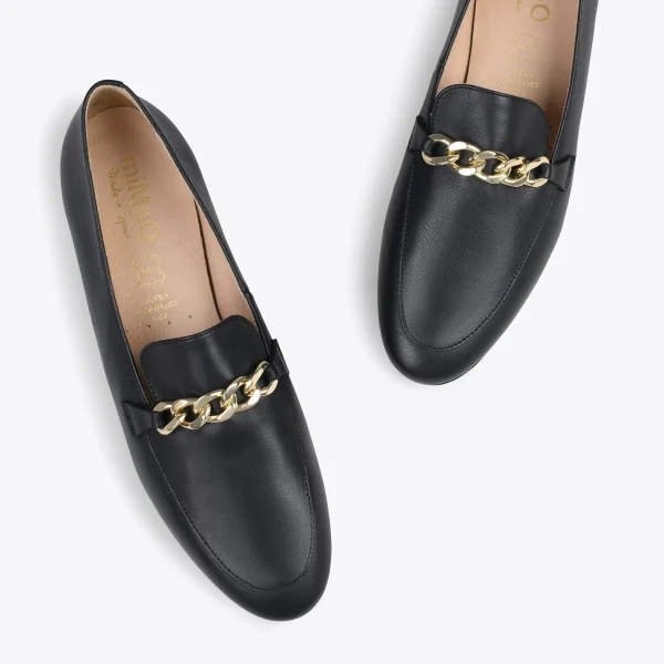MiMaO ShopOnline CHAIN – Mocassins En Cuir Pour Femme NOIR 3