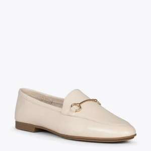 MiMaO ShopOnline STYLE – Mocassins En Cuir Avec Détail Métallique BEIGE 15