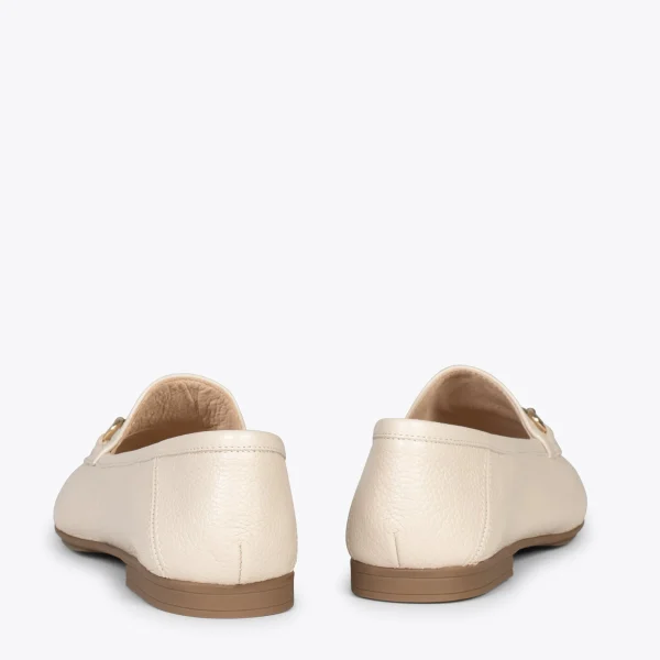 MiMaO ShopOnline STYLE – Mocassins En Cuir Avec Détail Métallique BEIGE 4