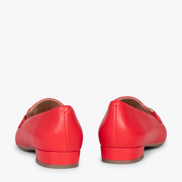 MiMaO ShopOnline CHAIN – Mocassins En Cuir Pour Femme ROUGE 4