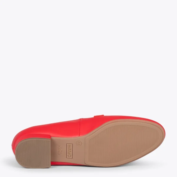 MiMaO ShopOnline CHAIN – Mocassins En Cuir Pour Femme ROUGE 6