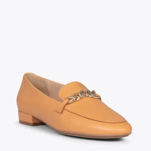 MiMaO ShopOnline CHAIN – Mocassins En Cuir Pour Femme CAMEL 15