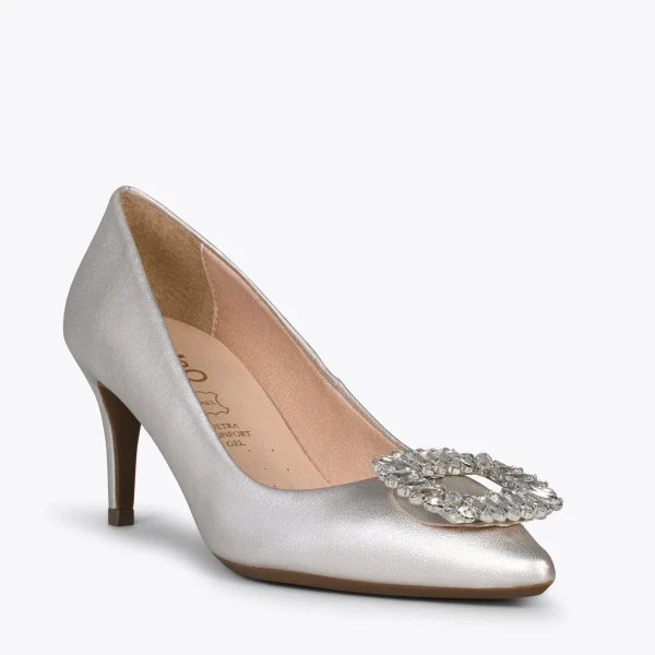 MiMaO ShopOnline ELLA – Chaussures à Talon Aiguille Avec Strass GRIS PERLE 5