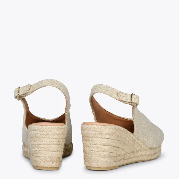 MiMaO ShopOnline MOJACAR – Espadrilles à Bride Arrière En Lin DORÉ 4