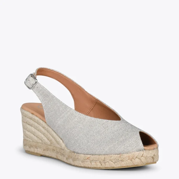 MiMaO ShopOnline MOJACAR – Espadrilles à Bride Arrière En Lin ARGENTÉ 5