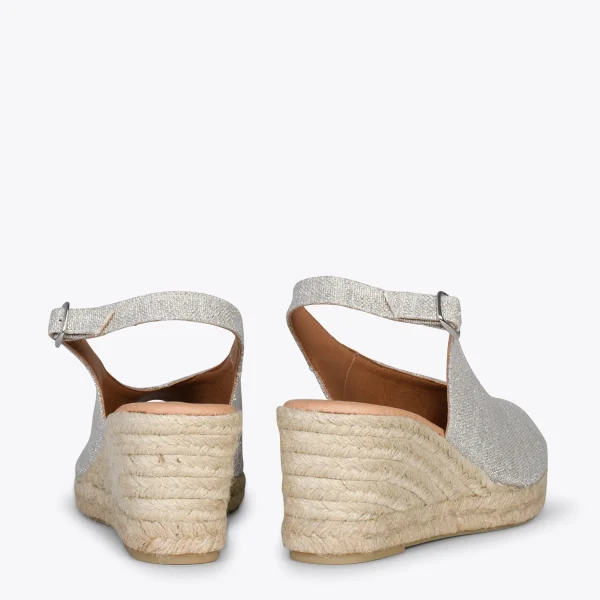 MiMaO ShopOnline MOJACAR – Espadrilles à Bride Arrière En Lin ARGENTÉ 4