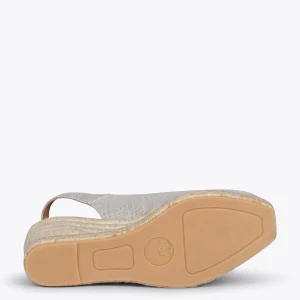 MiMaO ShopOnline MOJACAR – Espadrilles à Bride Arrière En Lin ARGENTÉ 16