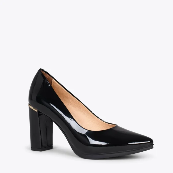 MiMaO ShopOnline URBAN VERNI – Chaussures à Talon En Cuir Verni Et Détail Métallique NOIR 5