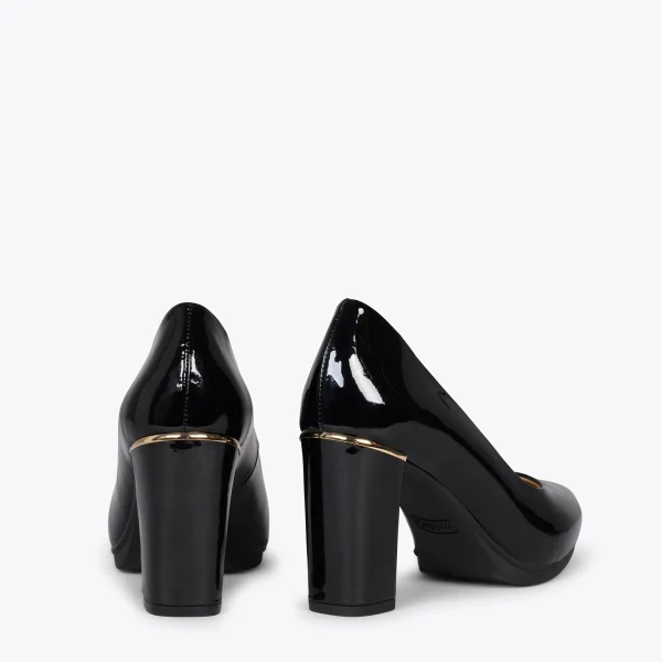 MiMaO ShopOnline URBAN VERNI – Chaussures à Talon En Cuir Verni Et Détail Métallique NOIR 4