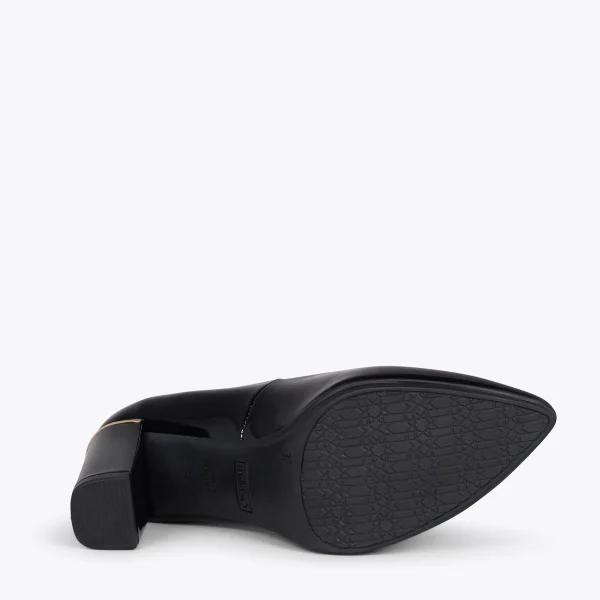 MiMaO ShopOnline URBAN VERNI – Chaussures à Talon En Cuir Verni Et Détail Métallique NOIR 6
