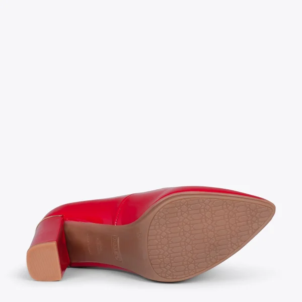MiMaO ShopOnline URBAN VERNI – Chaussures à Talon En Cuir Verni Et Détail Métallique ROUGE 6
