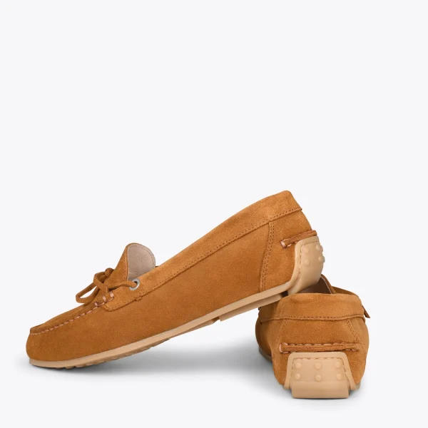 MiMaO ShopOnline BOUCLE – Mocassins Pour Femme à Semelle Amovible CAMEL 4