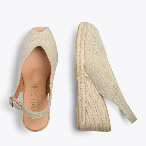 MiMaO ShopOnline MOJACAR – Espadrilles à Bride Arrière En Lin DORÉ 3