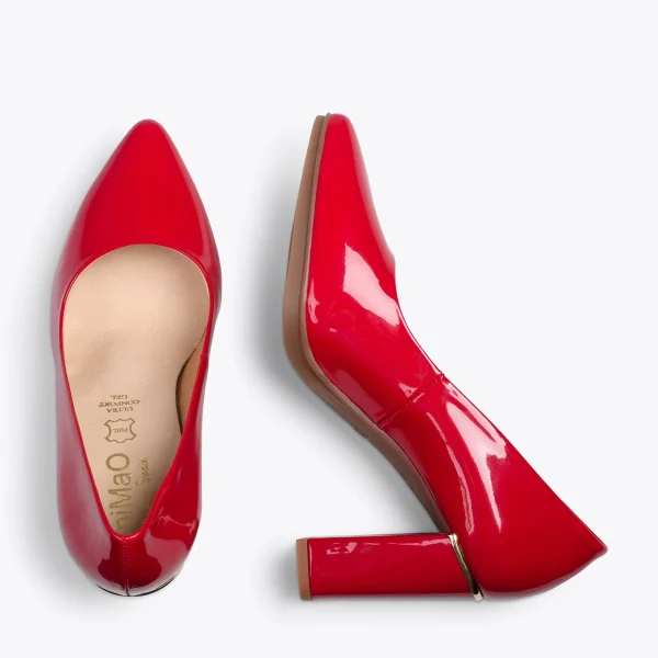 MiMaO ShopOnline URBAN VERNI – Chaussures à Talon En Cuir Verni Et Détail Métallique ROUGE 3
