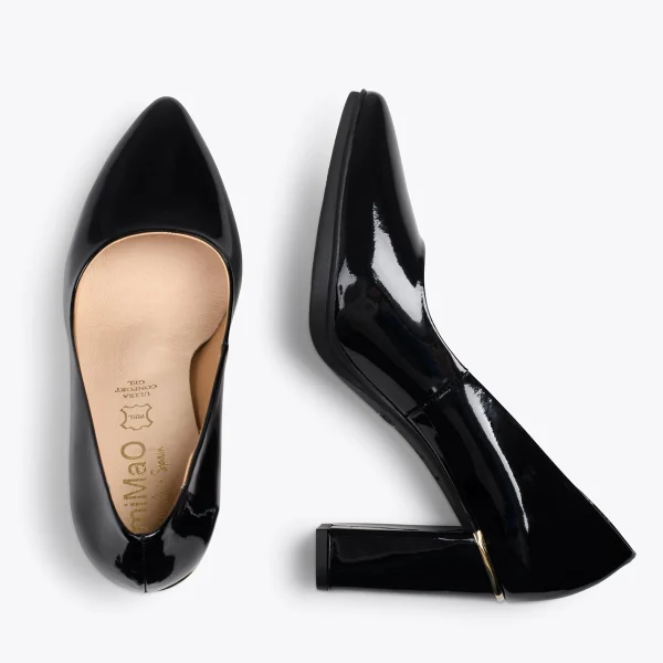 MiMaO ShopOnline URBAN VERNI – Chaussures à Talon En Cuir Verni Et Détail Métallique NOIR 3